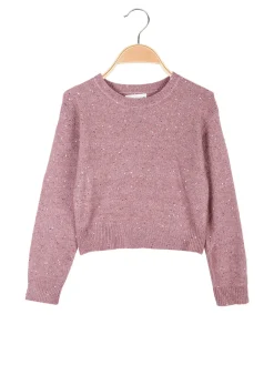 Pink Baby Maglione crop da bambina con paillettes