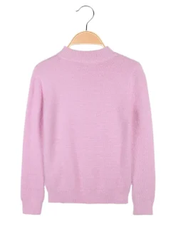 Pink Baby Maglione da bambina peloso con collo a lupetto