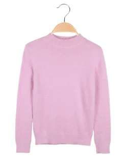Pink Baby Maglione da bambina peloso con collo a lupetto