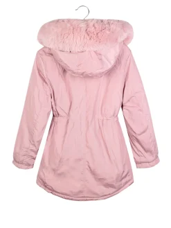 Pink Baby Parka imbottito da bambina con cappuccio