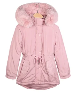 Pink Baby Parka imbottito da bambina con cappuccio