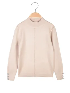 Pink Baby Pullover da bambina in maglia con collo a lupetto