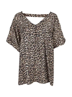 Pink Black Blusa donna maculata oversize a maniche corte