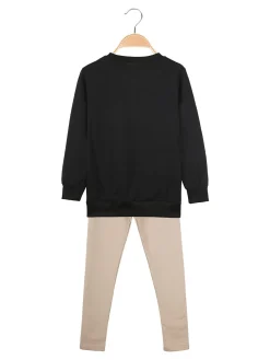Pink Girl Completo 2 pezzi da bambina con felpa e leggings - nero