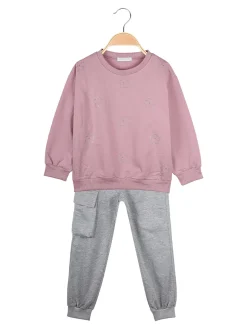 Pink Girl Completo 2 pezzi da bambina con felpa e pantalone - rosa