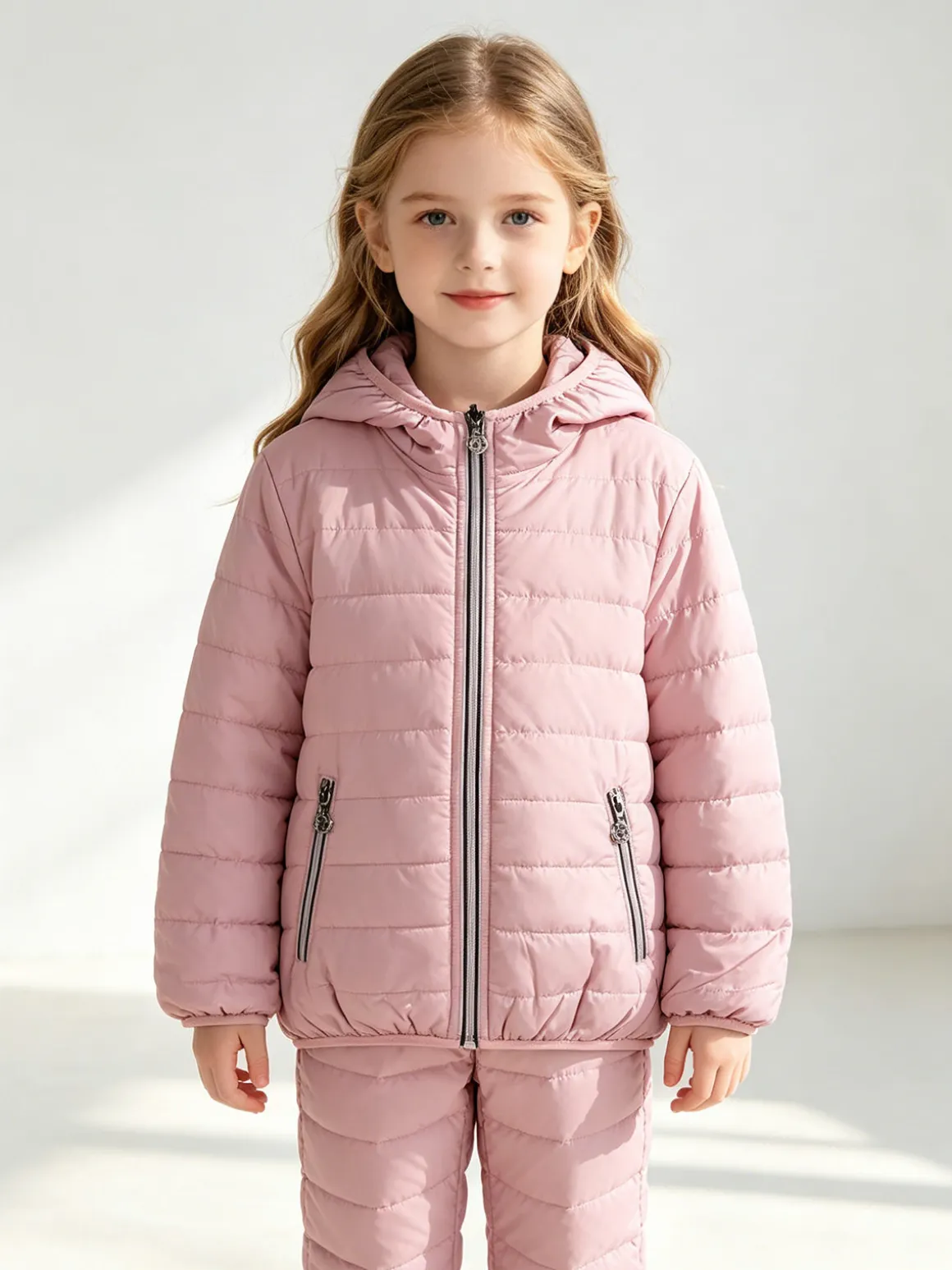 Pink Girl Giubbino reversibile da bambina con cappuccio e zip - rosa