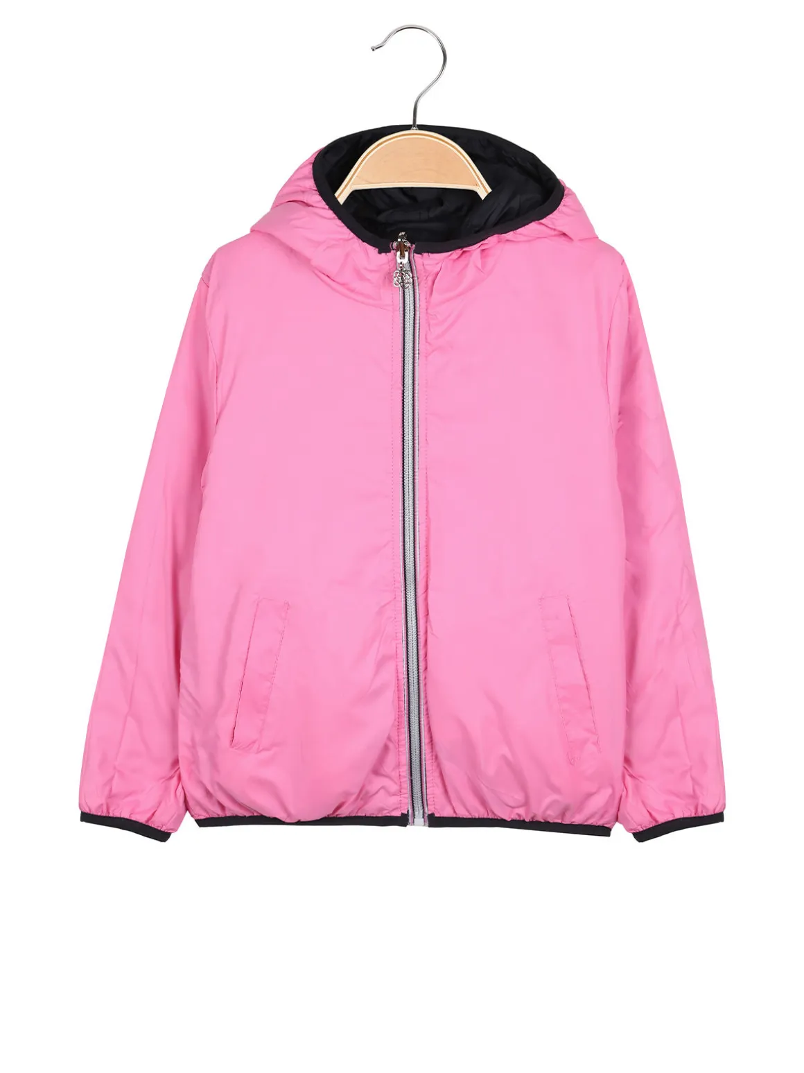 Pink Girl Giubbino reversibile da bambina con cappuccio e zip - blu scuro