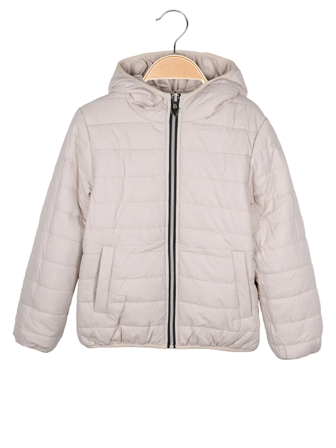 Pink Girl Giubbotto da bambina reversibile con cappuccio - beige