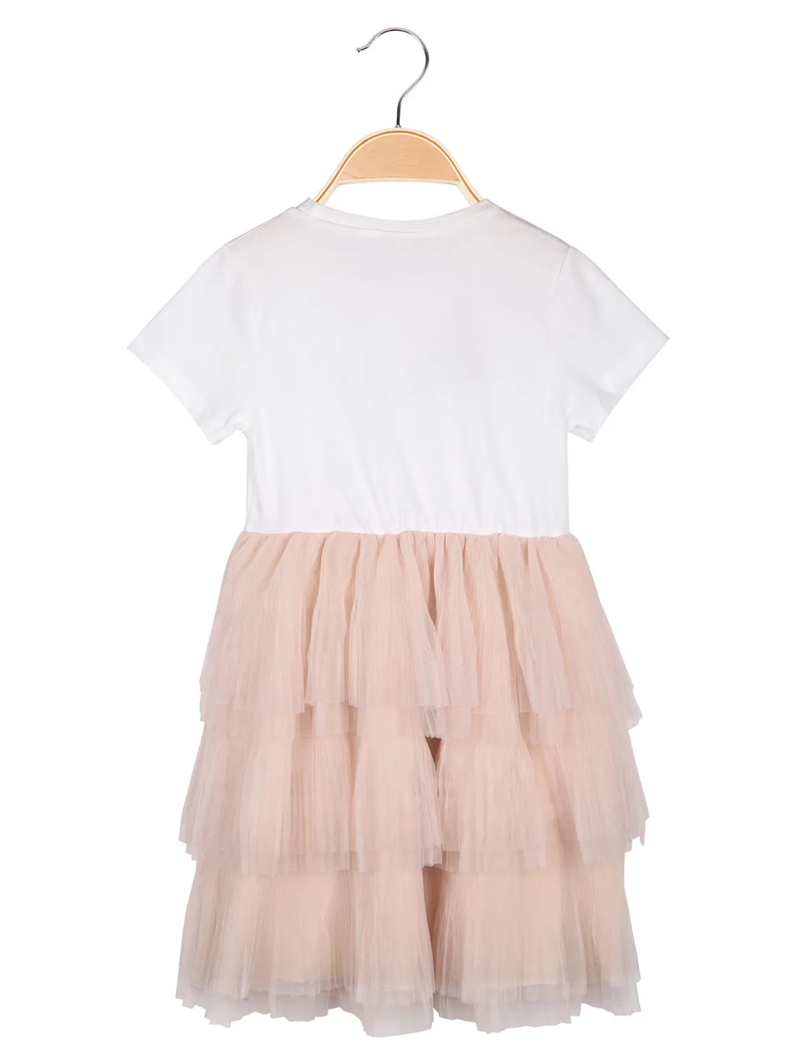 Pink Rabbit Abito da bambina a maniche corte con gonna a balze in tulle
