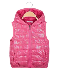 Pink Rabbit Gilet imbottito da bambina con cappuccio