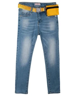 Pink Rabbit Jeans da bambina con cintura e taschino