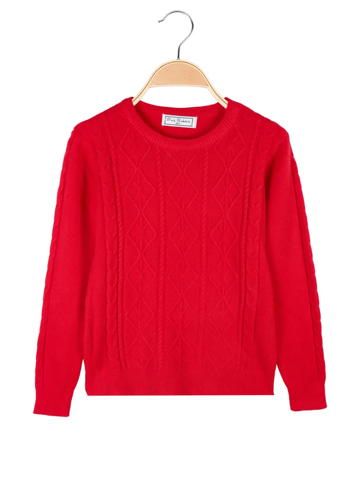 Pink Rabbit Maglione girocollo da bambina a trecce