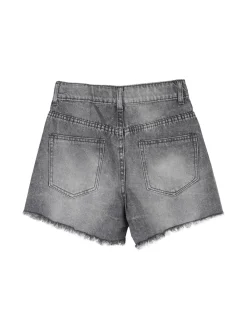 Pink Rabbit Shorts da ragazza in jeans con micro borchie - nero