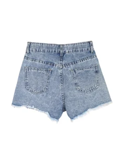 Pink Rabbit Shorts in jeans da bambina sfrangiati con micro borchie - jeans