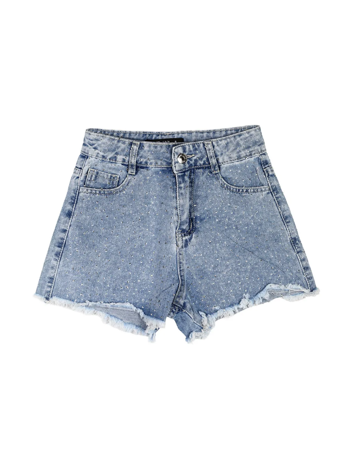 Pink Rabbit Shorts in jeans da bambina sfrangiati con micro borchie - jeans