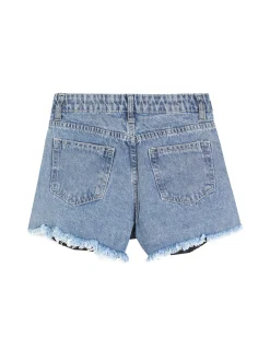 Pink Rabbit Shorts in jeans da bambina vita alta