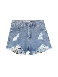 Pink Rabbit Shorts in jeans da bambina vita alta