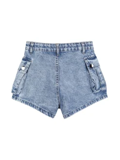 Pink Rabbit Shorts in jeans da bambina a vita alta