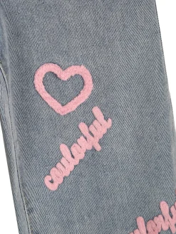Pink Shell Jeans baggy da bambina con ricami - jeans