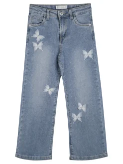 Pink Shell Jeans da bambina a gamba dritta con micro borchie e strass - jeans