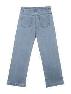 Pink Shell Jeans da bambina a gamba larga con strass
