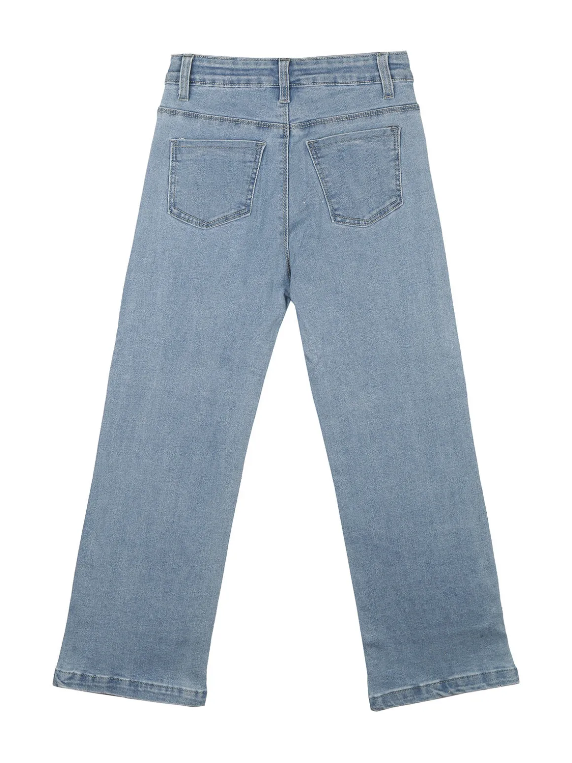 Pink Shell Jeans da bambina a gamba larga con strass