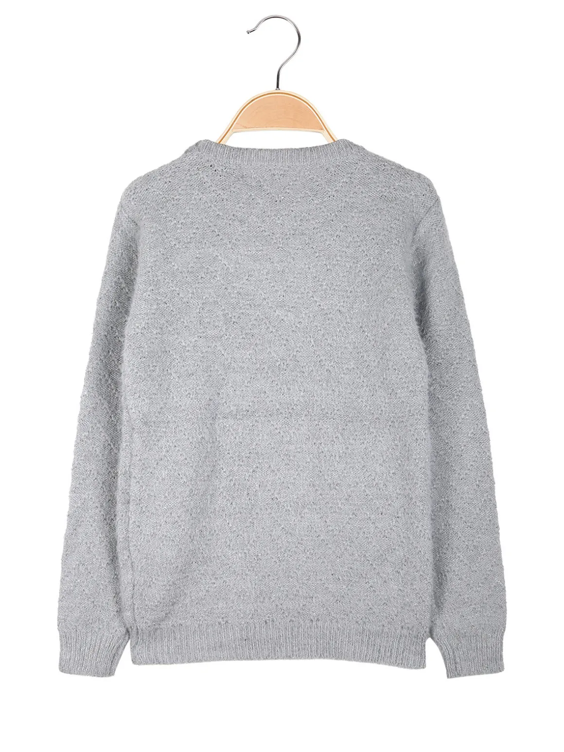 Pink Shell Maglione lurex da bambina con dettaglio in tulle - grigio