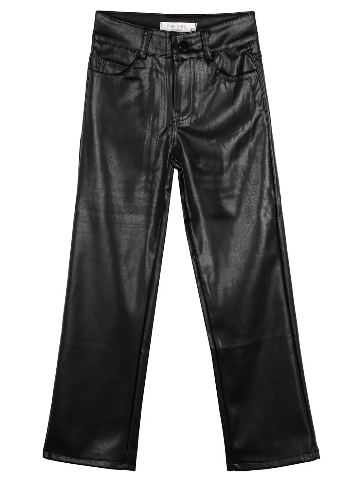 Pink Shell Pantaloni da bambina in ecopelle - nero