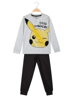 Pokémon Pigiama lungo da bambino in cotone interlock - grigio chiaro