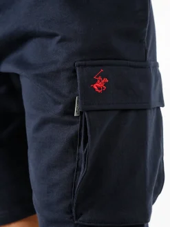 Polo Club Bermuda da uomo in felpa di cotone con tasconi laterali - blu scuro