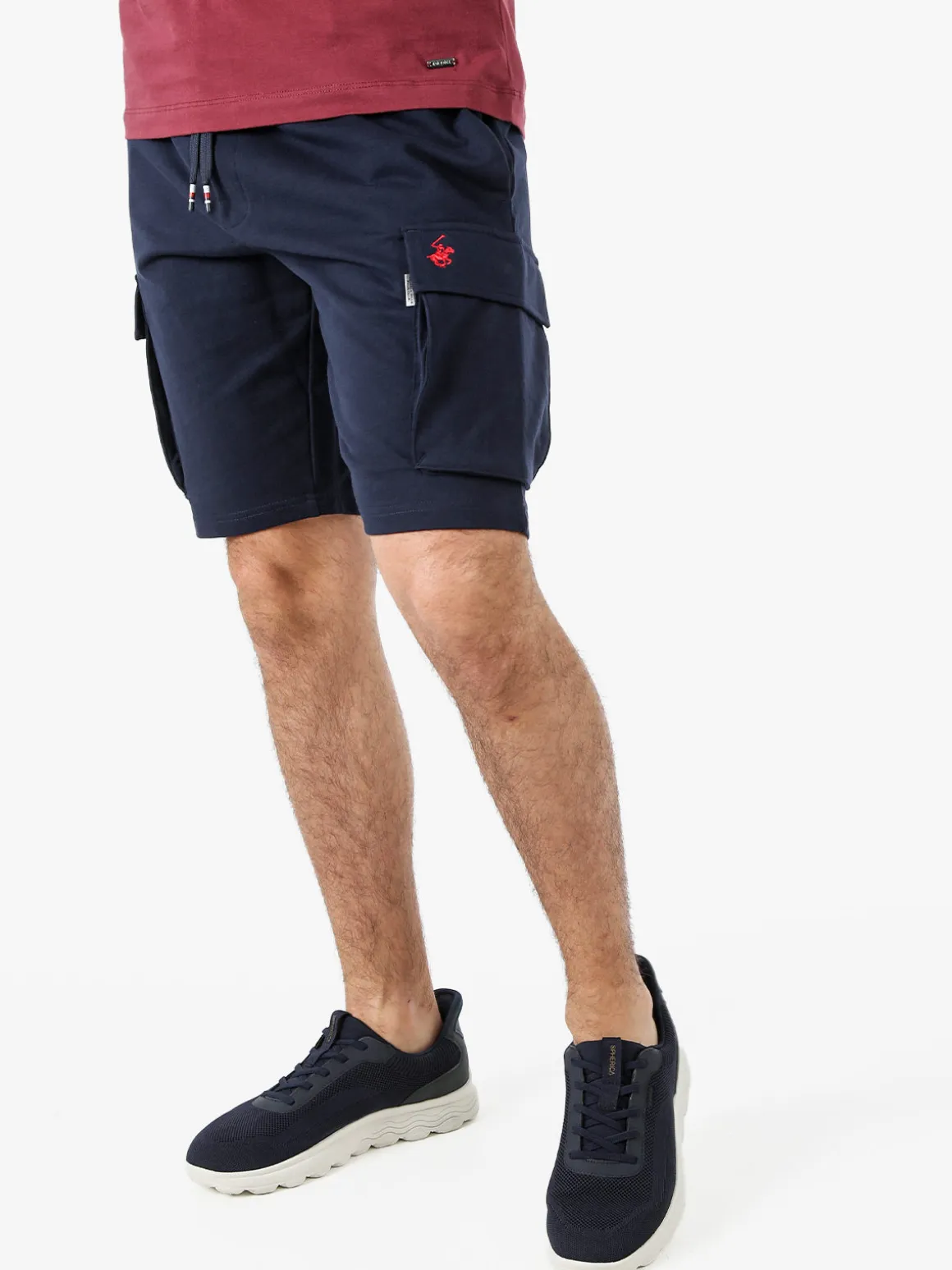 Polo Club Bermuda da uomo in felpa di cotone con tasconi laterali - blu scuro
