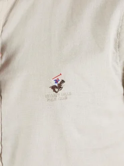 Polo Club Camicia da uomo alla coreana in misto lino e cotone