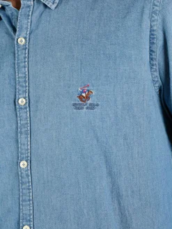 Polo Club Camicia da uomo in jeans a maniche lunghe