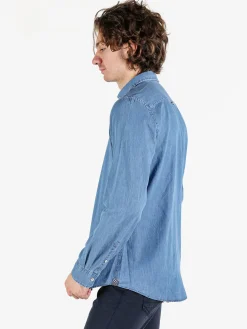 Polo Club Camicia da uomo in jeans a maniche lunghe