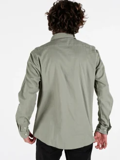 Polo Club Camicia da uomo in misto lino e cotone a maniche lunghe