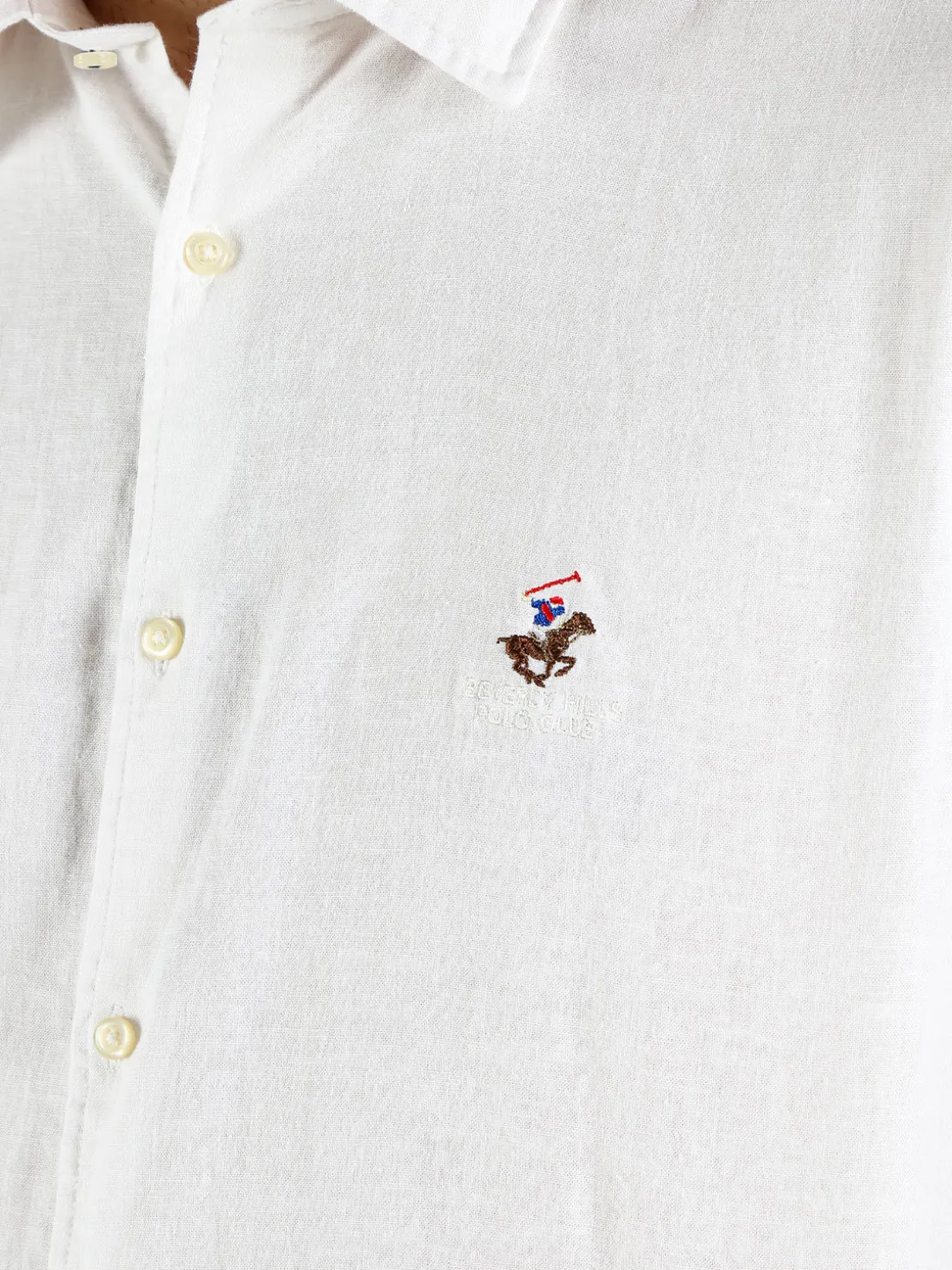 Polo Club Camicia da uomo in misto lino e cotone a maniche lunghe
