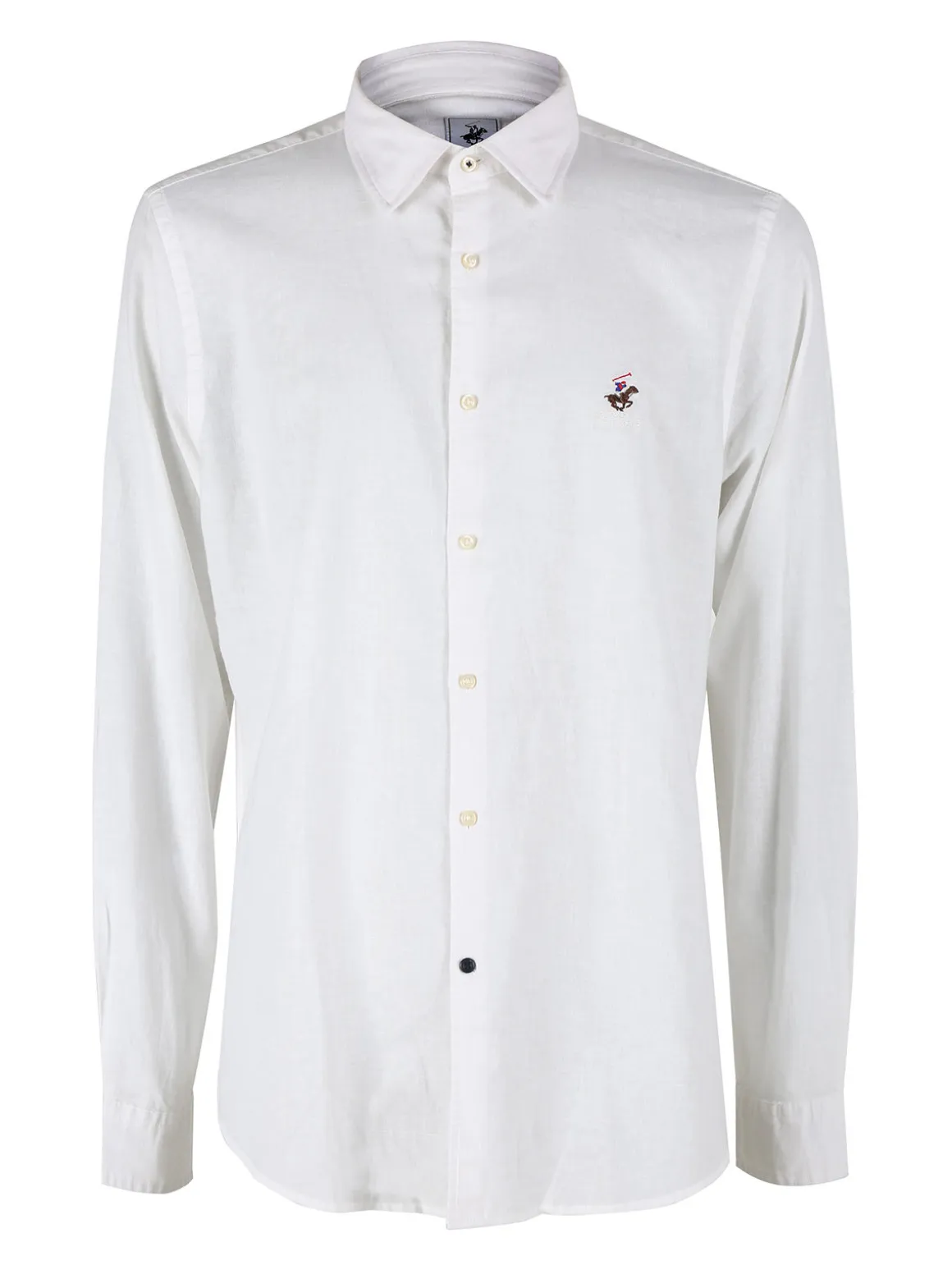 Polo Club Camicia da uomo in misto lino e cotone a maniche lunghe