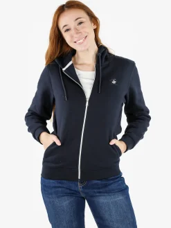 Polo Club Felpa donna con cappuccio e zip e interno felpato - blu scuro