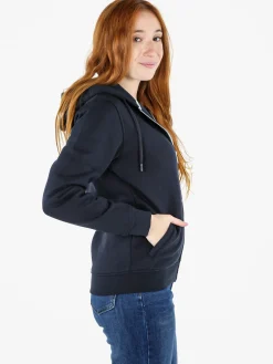 Polo Club Felpa donna con cappuccio e zip e interno felpato - blu scuro