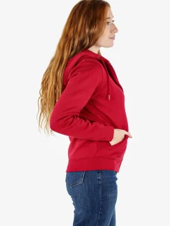 Polo Club Felpa donna con cappuccio e zip e interno felpato - rosso