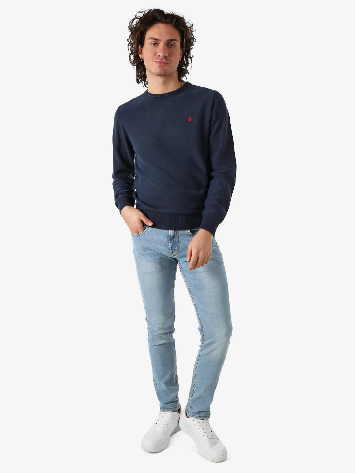 Polo Club Maglia girocollo da uomo in cotone - blu