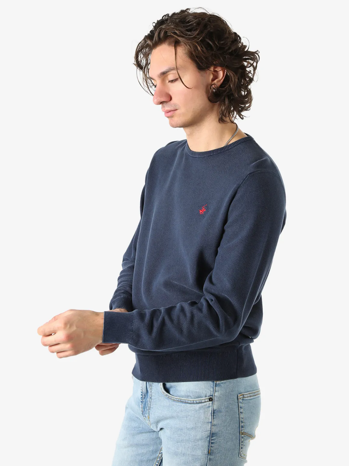 Polo Club Maglia girocollo da uomo in cotone - blu