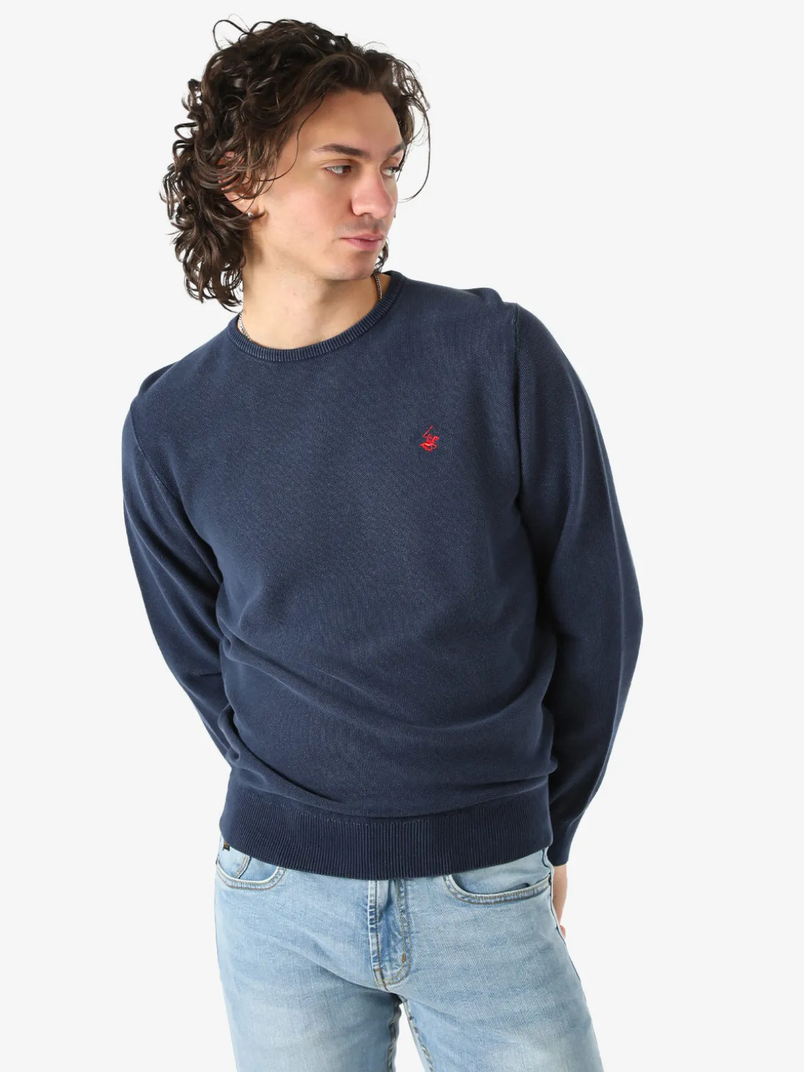 Polo Club Maglia girocollo da uomo in cotone - blu