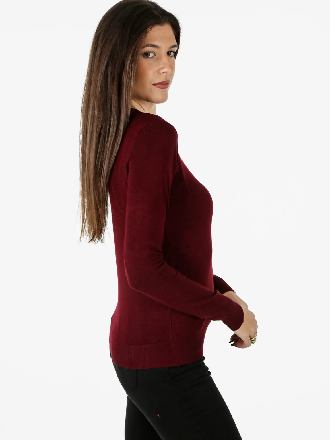 Polo Club Maglione girocollo da donna - bordeaux