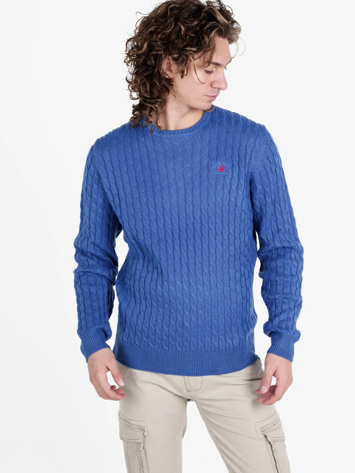 Polo Club Maglione girocollo da uomo a trecce
