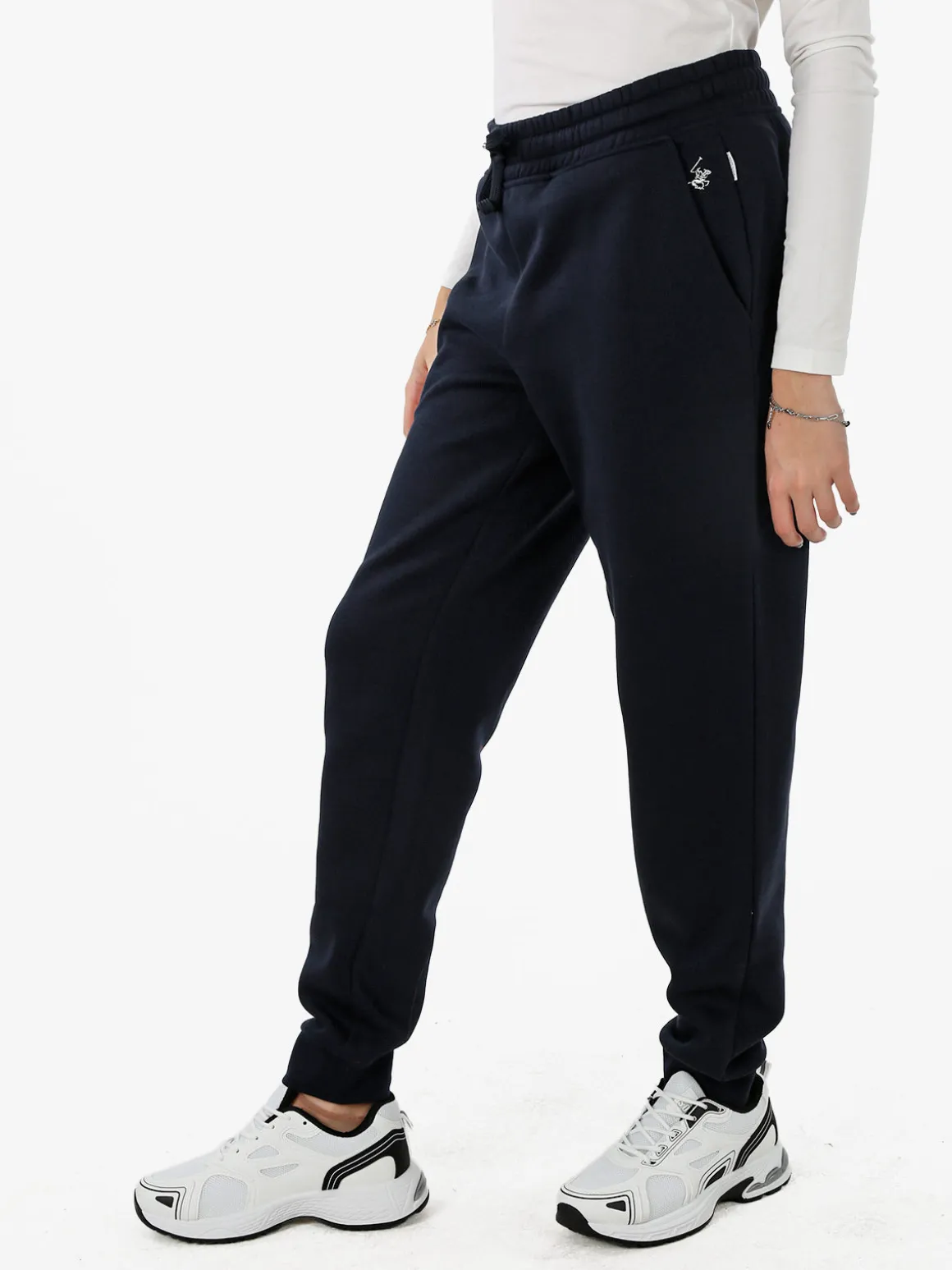 Polo Club Pantaloni sportivi da donna felpati con coulisse - blu scuro