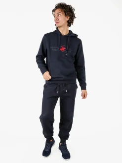 Polo Club Pantaloni tuta da uomo felpati con polsini - blu scuro