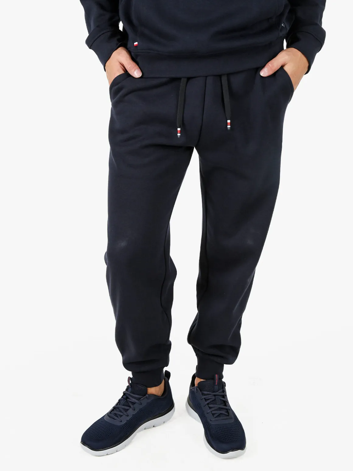 Polo Club Pantaloni tuta da uomo felpati con polsini - blu scuro