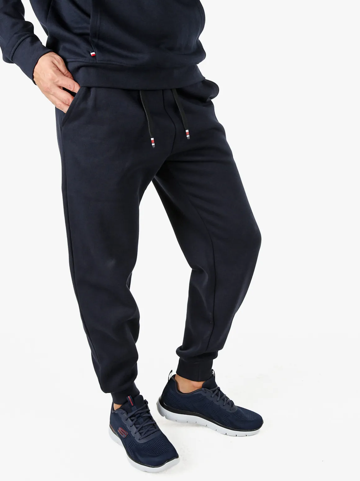 Polo Club Pantaloni tuta da uomo felpati con polsini - blu scuro