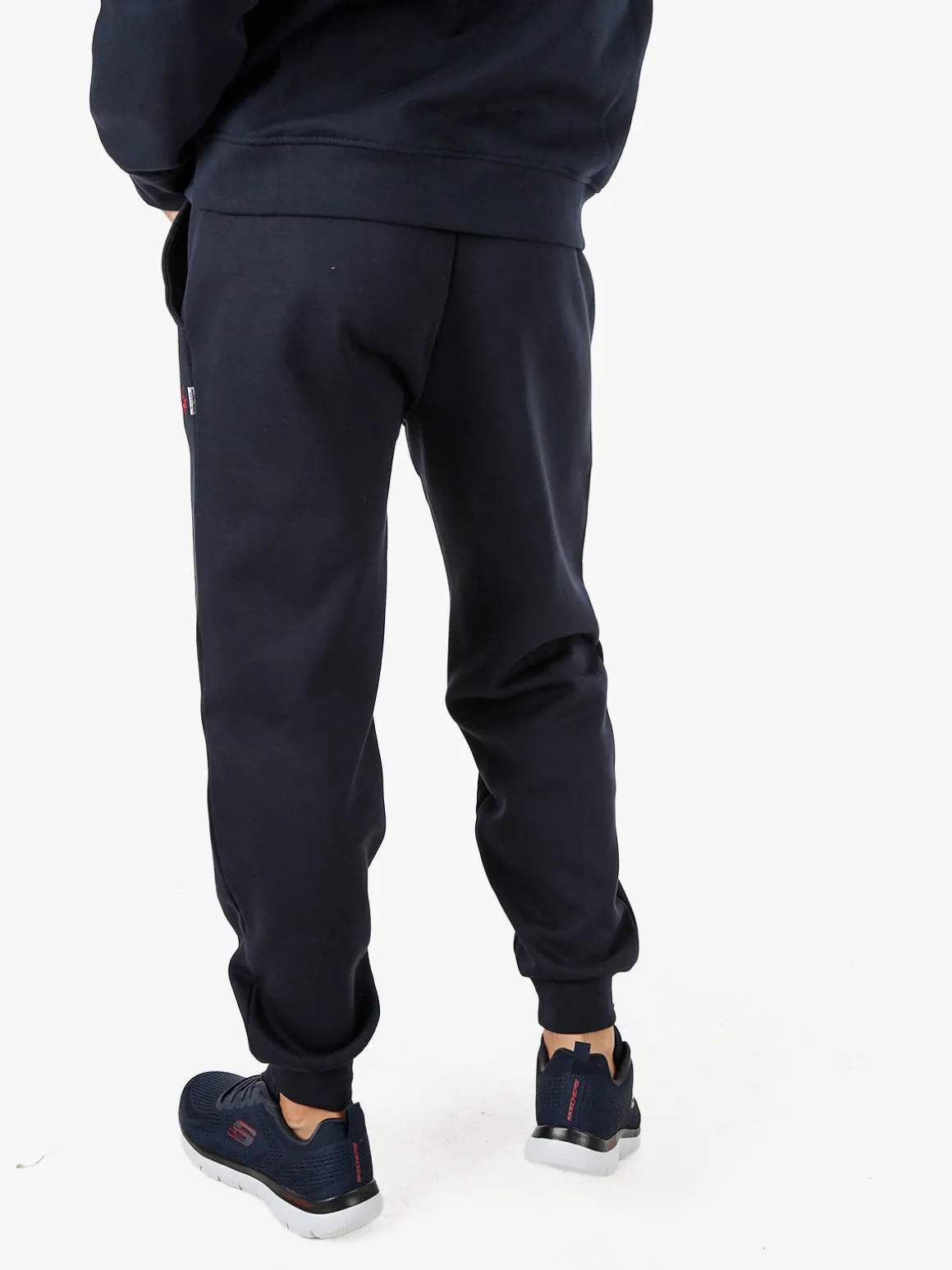 Polo Club Pantaloni tuta da uomo felpati con polsini - blu scuro
